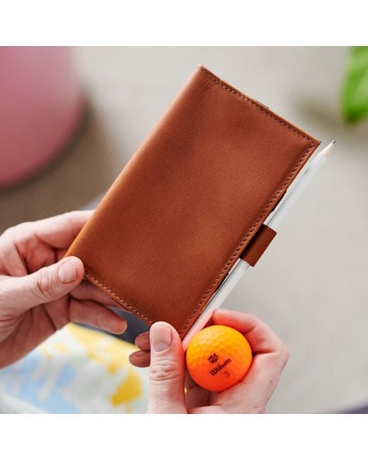 VIDA VIDA Brown Leather Golf Score Card Holder for men
