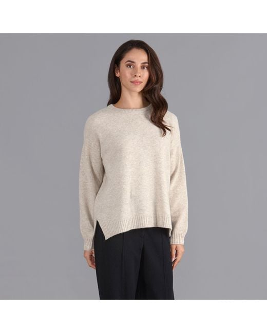 Paul James Knitwear Gray Neutrals Lambswool Louise Drop Shoulder Jumper