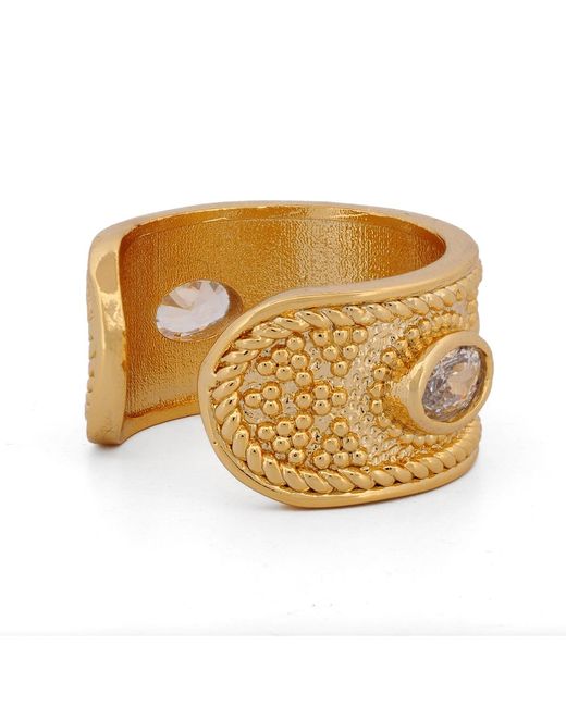 Ebru Jewelry Metallic Queen Cleopatra Diamond Energy Cuff Adjustable Ring