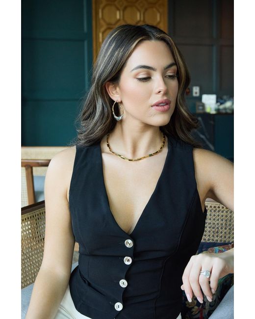 Adriana Pappas Designs Metallic Golden Tablet Necklace