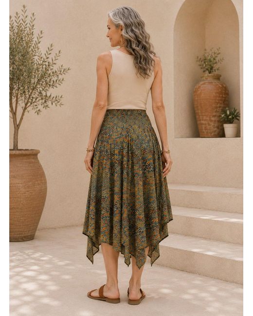 Lumina Eligma Green Bohemian Midi Skirt
