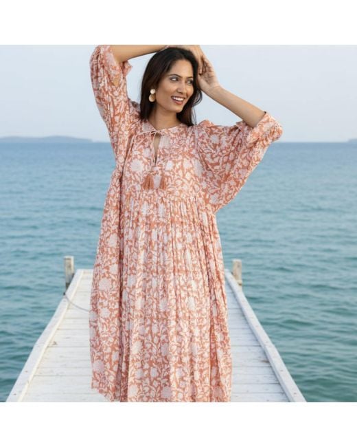 La Mandarine Red Floaty, Floral Summer Midi Dress, Summer Dress With Pockets, Reese Sundress