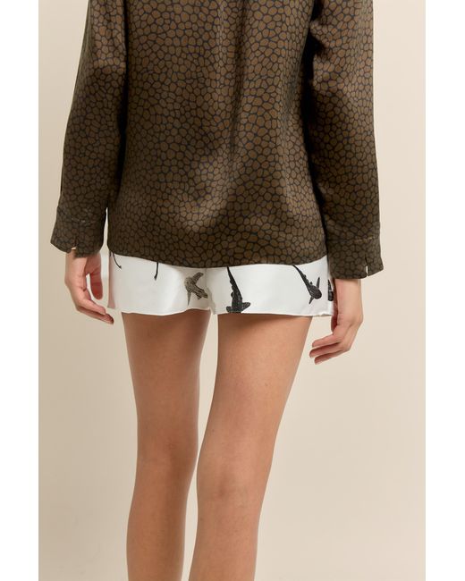 Lily Rou White Silk Mara Relaxed Shorts