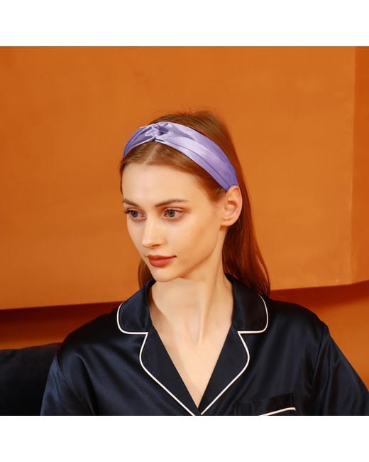 Soft Strokes Silk Purple Pure Mulberry Silk Turban Style Headband
