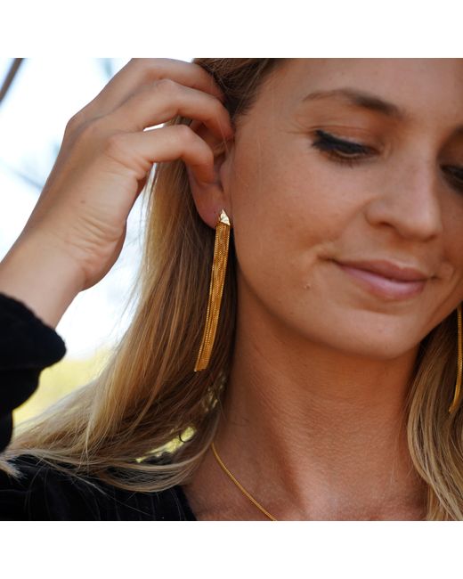 Rachel Entwistle Metallic Modern Primitive Drape Chain Earrings
