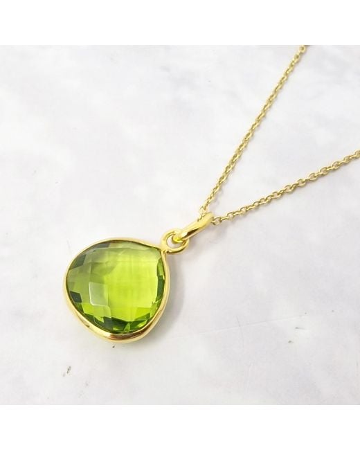 Harfi Yellow Vermeil Peridot August Birthstone Shiny Glow Necklace