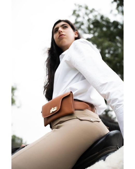 Neightiv Brown Saddle Flap Bag With Belt Loops