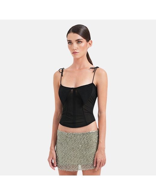 OW Collection Black Astra Mesh Mini Top