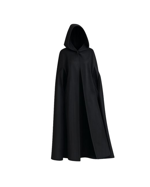 Nikka Place Black Wool Hooded Cloak Coat For Winter