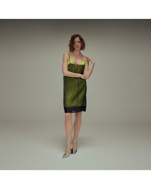 Audrey Vallens Green Venus Organza Slip Dress