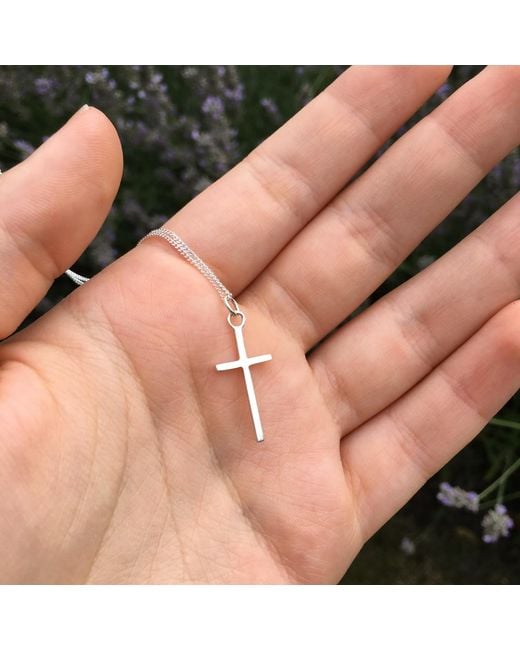 Lime Tree Design Metallic Cross Pendant Necklace Sterling Silver
