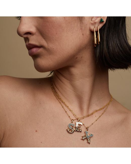 Kasun Metallic Solid C Initial Necklace With Mother Of Pearl