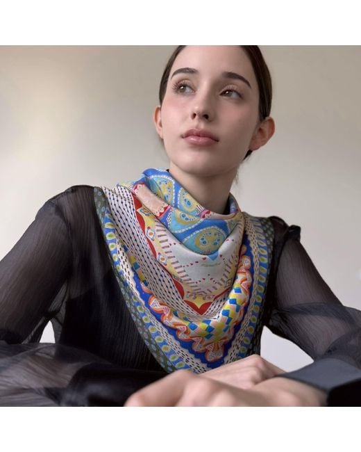 Maraethra Metallic Twilight Horizon Silk Square Scarf