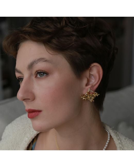Retro Chic Metallic Golden Starry Earrings