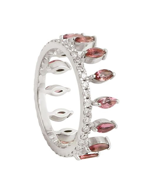 Artisan Metallic Tourmaline & Diamond Crown Band Ring