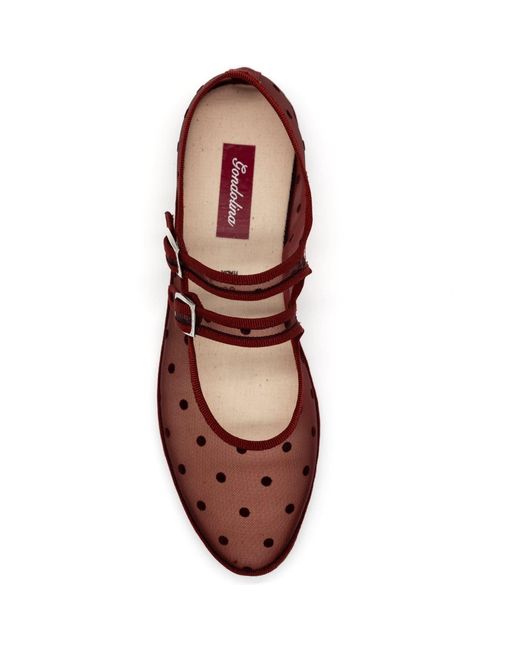 Gondolina Shoes Red Carnival Burgundy Polka-Dot Mesh Double-Strap Mary Jane Shoes – Made