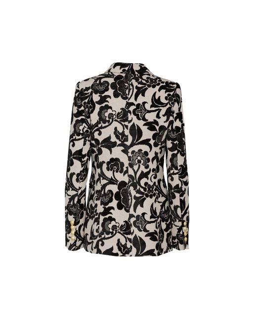 The Extreme Collection Black Neutrals Jacquard Blazer With Velvet Lapel