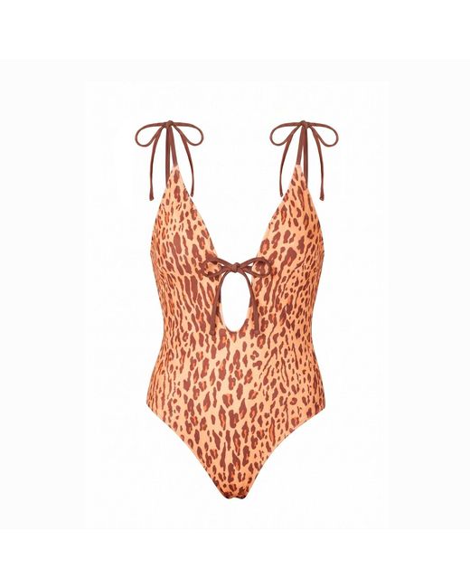 Jessie Zhao New York White Ivory Safari Reversible One Piece Swimsuit