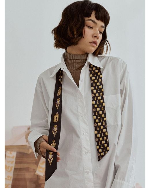 Lost Pattern Black Amora Silk Skinny Scarf