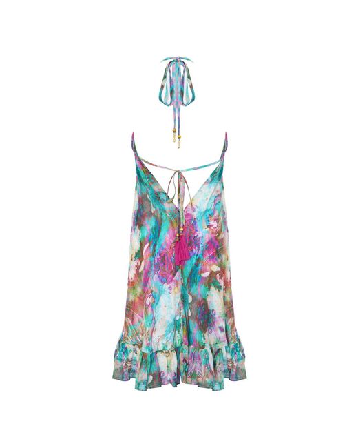 Sophia Alexia Blue Liquid Mini Silk Ibiza Dress