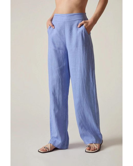 James Lakeland Blue Relaxed Linen Trousers