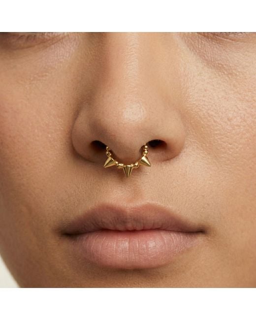 Zahav Jewelry Metallic 14K Solid 18G 8Mm Spiked Clicker Hoop