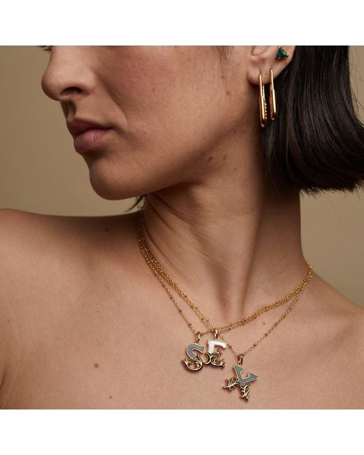 Kasun Metallic Plated M Initial Necklace With Marble