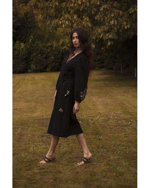 Em & Shi Green Lily Of The Valley Wrap Dress