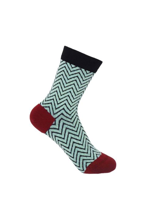 Peper Harow - Made in England Green Zigzag & Burgundy Grid Socks Two Pack
