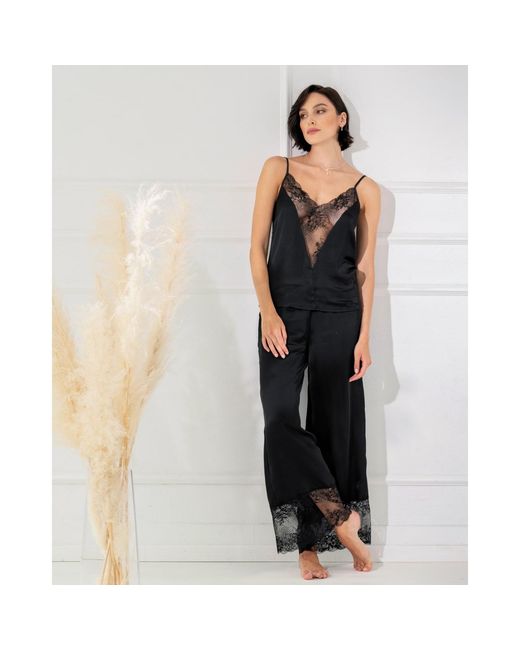 Oh!Zuza Black Satin Pajama Set
