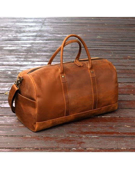 Touri Brown Genuine Leather Duffel for men