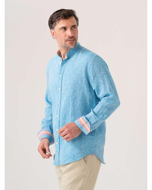 Koy Clothing Blue Linen Shirt for men