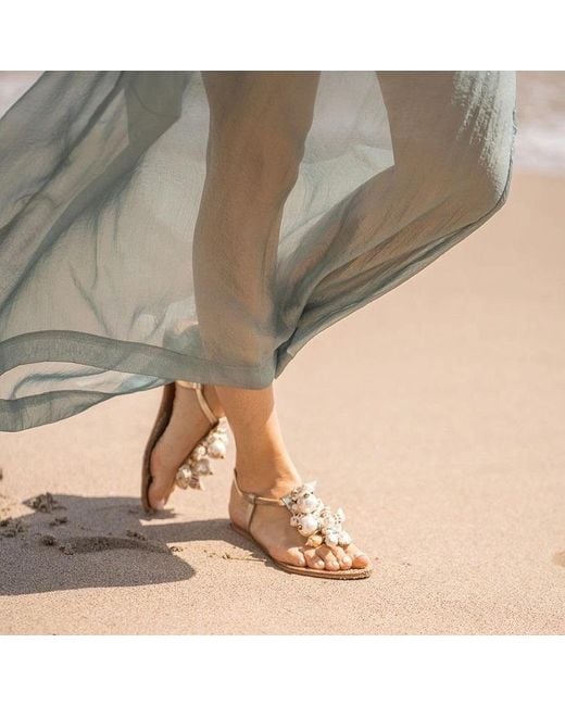 Sibylla Delphica Blue Leather Sandals With Shells