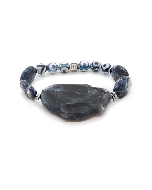 Ebru Jewelry Blue Natural Agate Stone Emotional Balance Bracelet