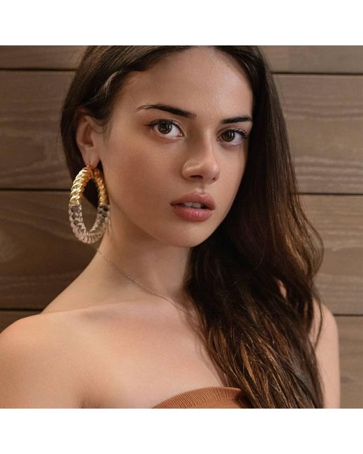 Gold & Honey Metallic Xl Clear And Chunky Rope Hoop Earrings