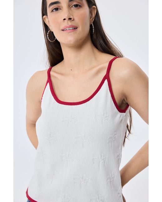 Peraluna Pink Desert Palm Palm Patterned Knit Strapped Top