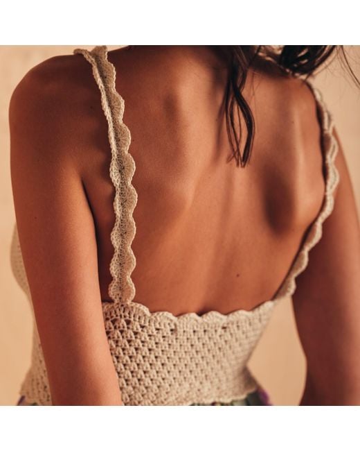 MIONÈ Natural Floral Dress With Hand-Crocheted Upper Part