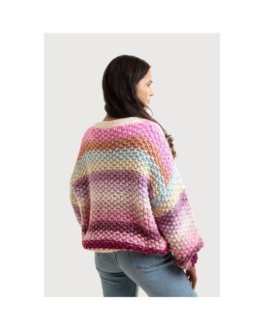 Saachi Purple Reversible Pullover Multi Sweater