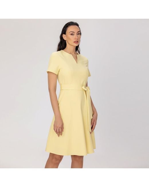 Smart and Joy Yellow Belted Tailor Dress
