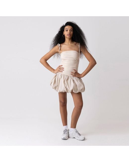 Amy Lynn Natural Neutrals Alexa Milk Puffball Ultra Mini Dress