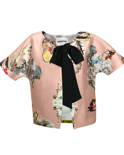 Maxjenny Pink Cropped Jacket With Bow