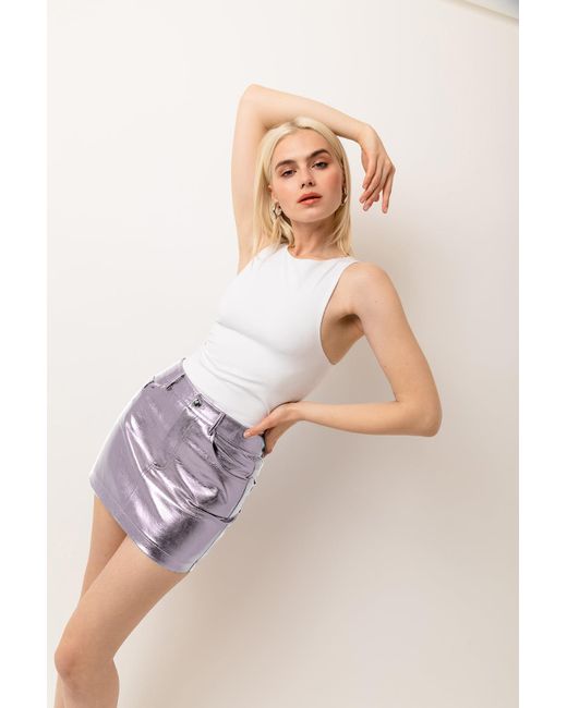 Amy Lynn Multicolor Milena Ice Lilac Metallic Mini Skirt