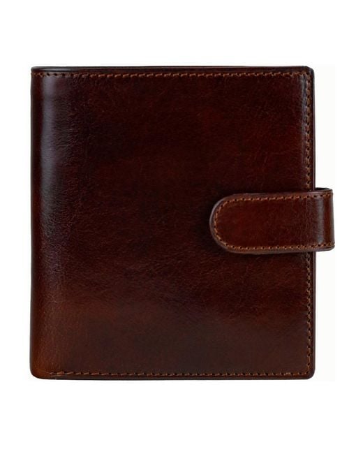 Time Resistance Brown Leather Bifold Wallet With A Snap Closure for men