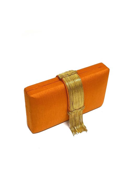 Simitri Orange Spice Fringe Clutch