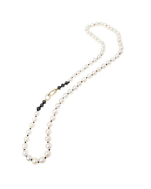 Rahul's Jewels Metallic 18 Cultured Pearl Necklace -14 Karat With Genuine Diamond