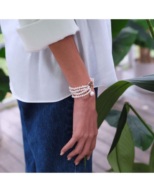 LINYA JEWELLERY Metallic Lara Multi Sand Pearl Bracelet