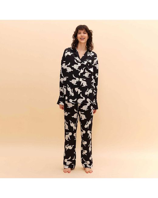 Silkinc Black Rabbit Silk Pajamas Set