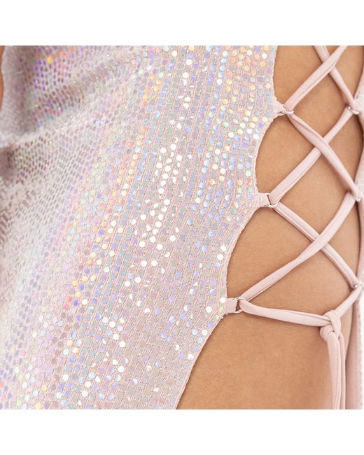 Nissa Multicolor Holographic-Effect Midi Dress Multicolour