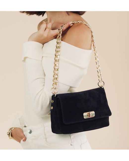 Apatchy London Blue The Maisie Midi Suede Bag