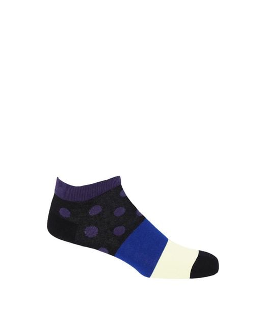 Peper Harow - Made in England Blue Mayfair Trainer Socks – for men
